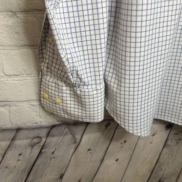 Peter Millar Summer Comfort Mens Long Sleeve Purple Gray Checkered size L Large - Picture 5 of 9